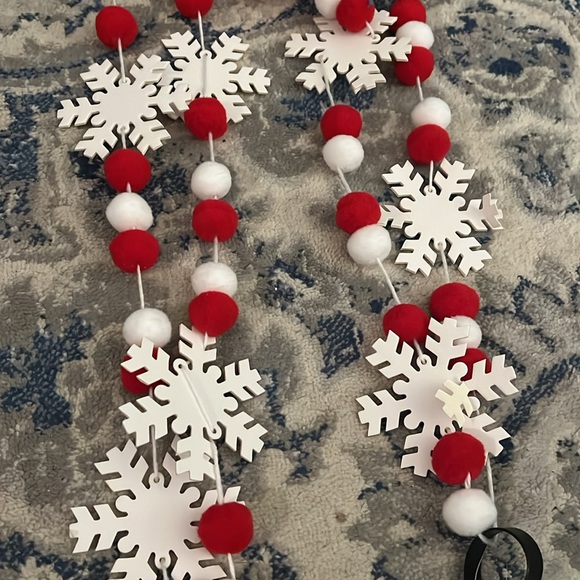 Two 72” Pom Pom snowflake garland - Picture 2 of 2